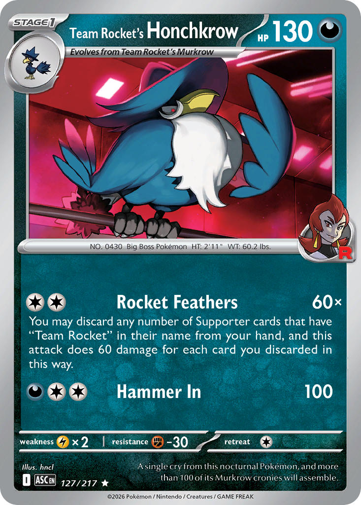 Rocket's Honchkrow showcase card