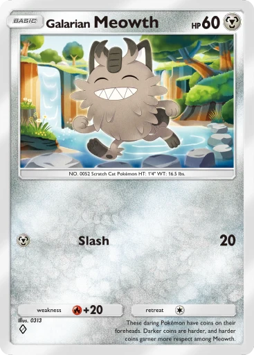 Galarian Meowth card art